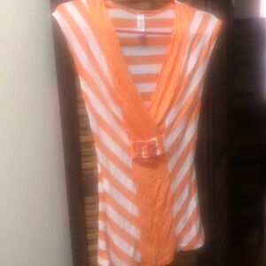 Orange and white top